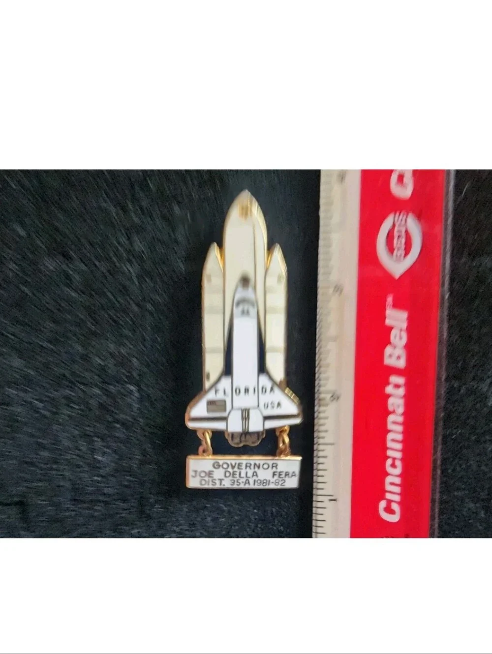 Vintage NASA Space Shuttle Pinback Gov Joe Della Fera Used